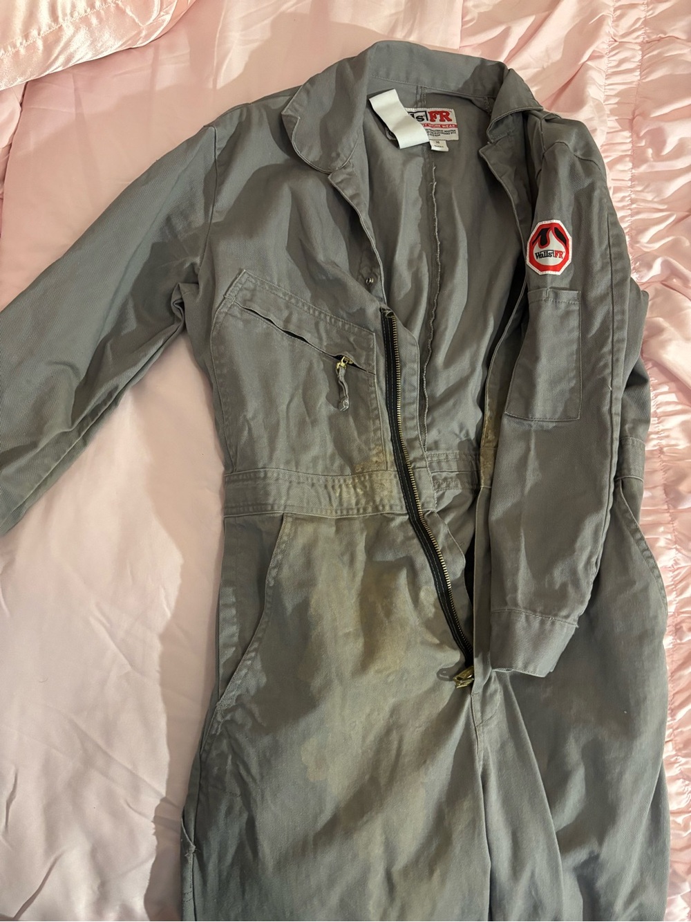 Walls Gray Utility Jumpsuit Jacket with Sleeve Patch